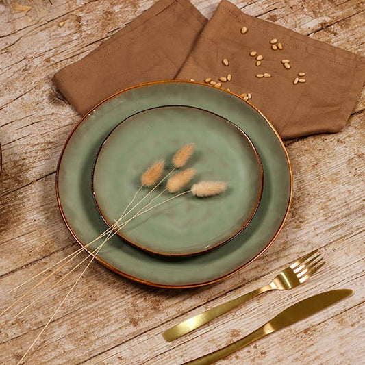 20.5cm green stoneware dessert plate BARBADE