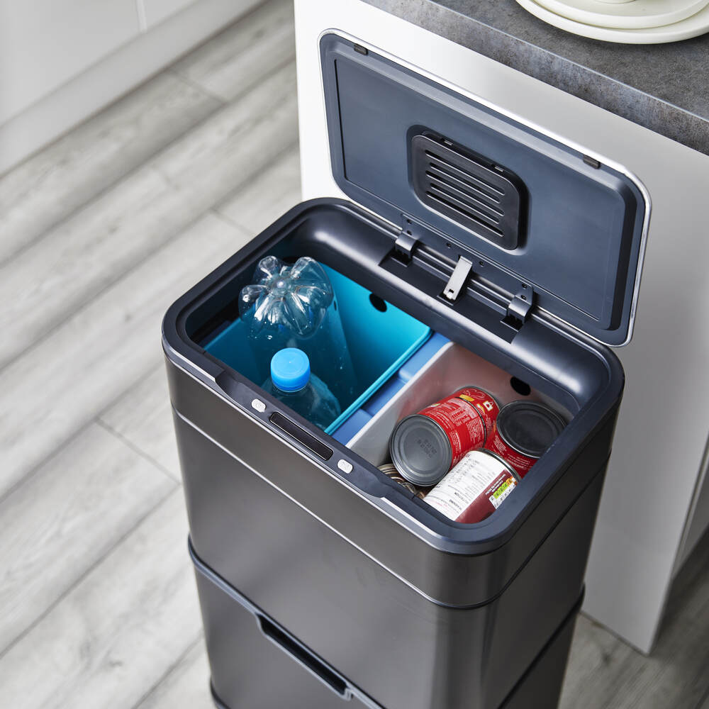 Tower 50L Ozone Recycling Sensor Bin - Black