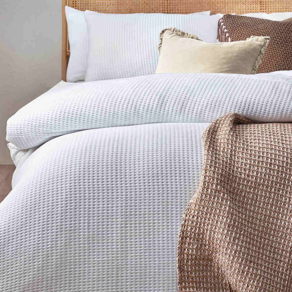 Chunky Waffle Duvet Cover Set - White