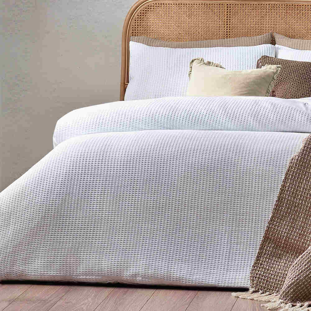 Chunky Waffle Duvet Cover Set - White