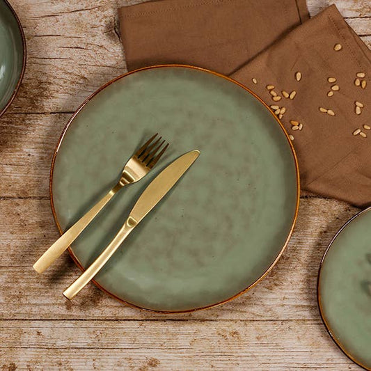 27.5cm green stoneware dinner plate BARBADE