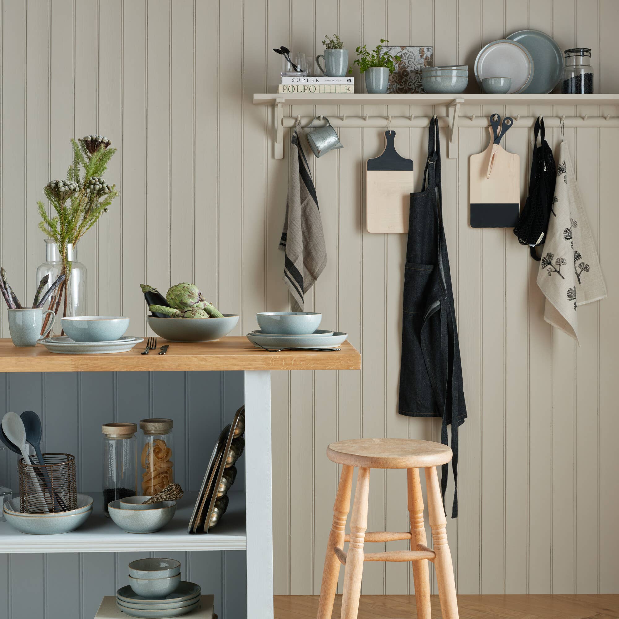 Denby Stoneware Elements Light Grey 12 Piece Tableware Set