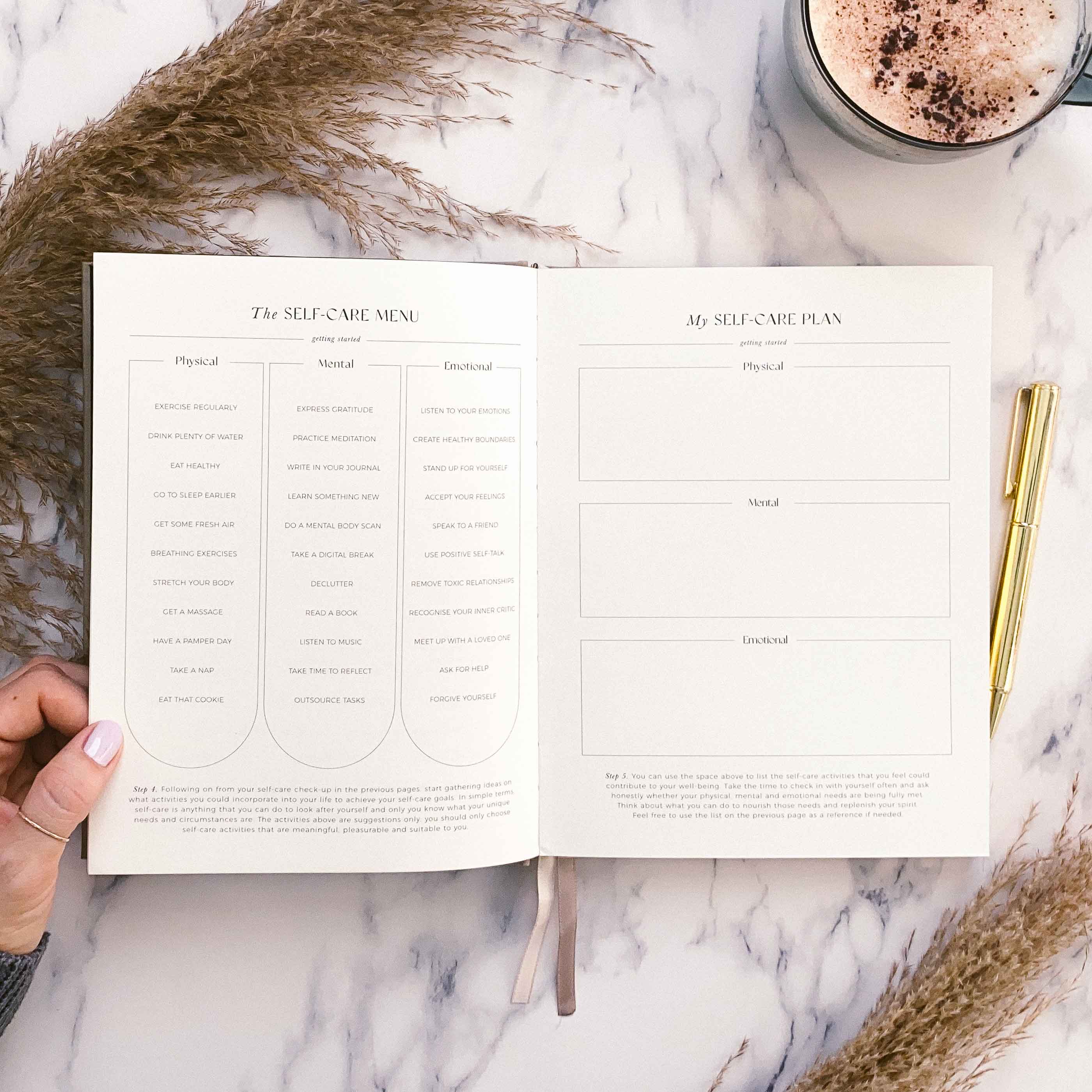 My Daily Self-Care Reflection and Gratitude Journal (Almond)