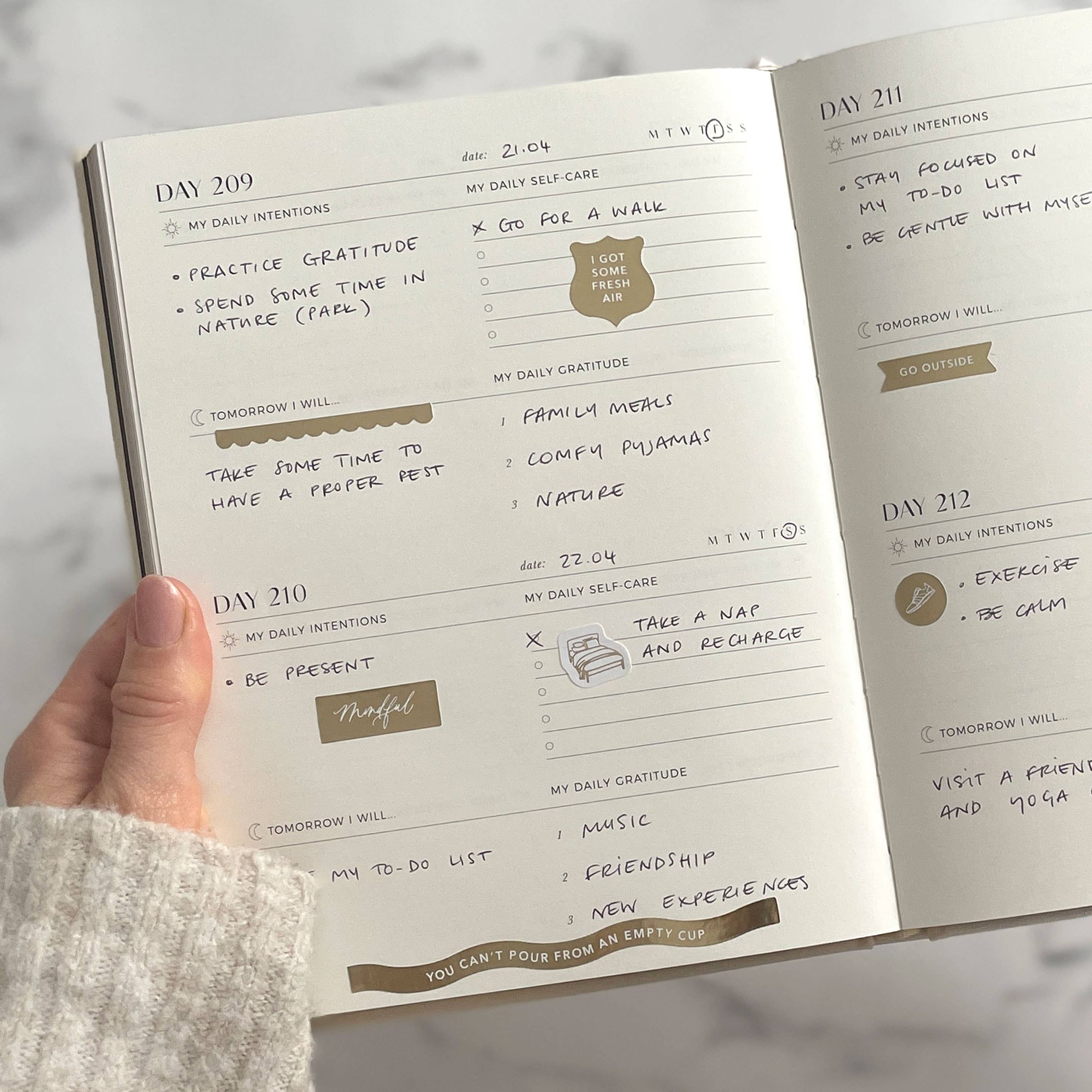 My Daily Self-Care Reflection and Gratitude Journal (Almond)