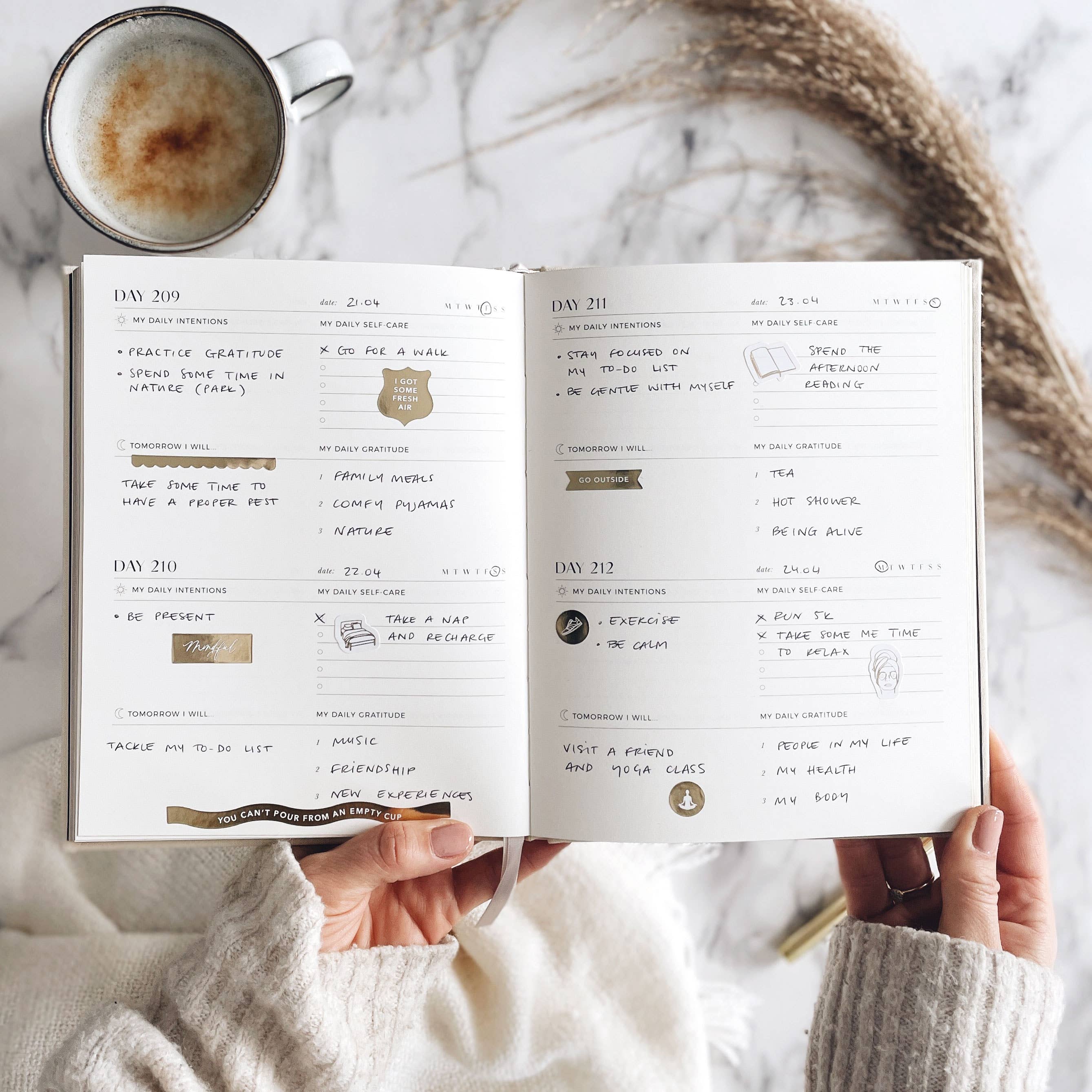 My Daily Self-Care Reflection and Gratitude Journal (Almond)