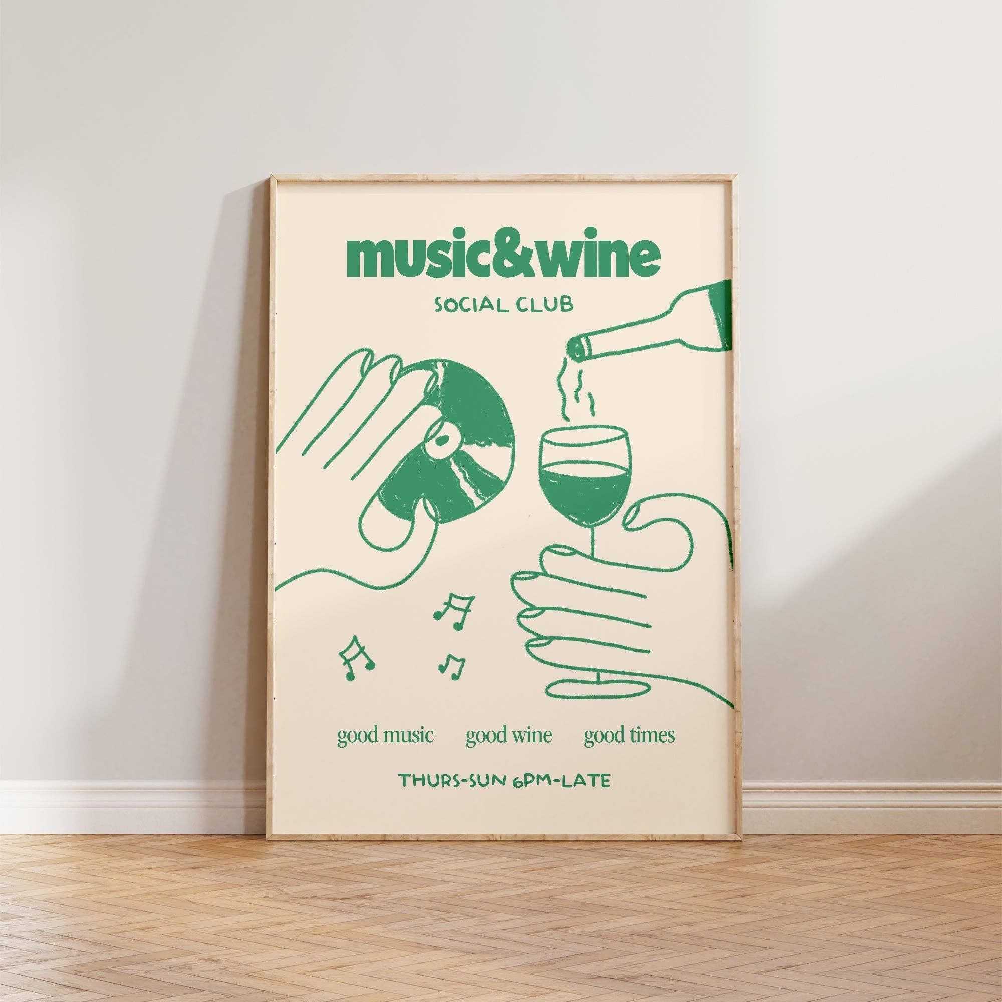 Music & Wine Social Club A3 Print