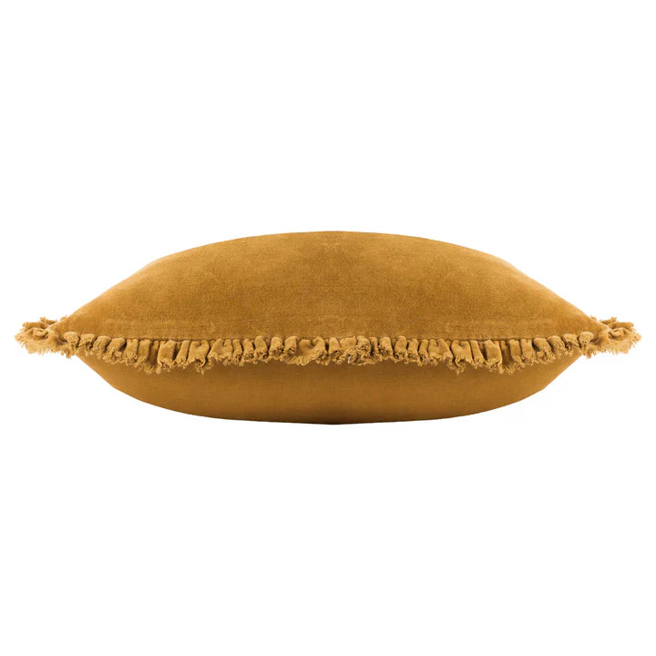 Bertie Washed Cotton Velvet Cushion Cover Saffron