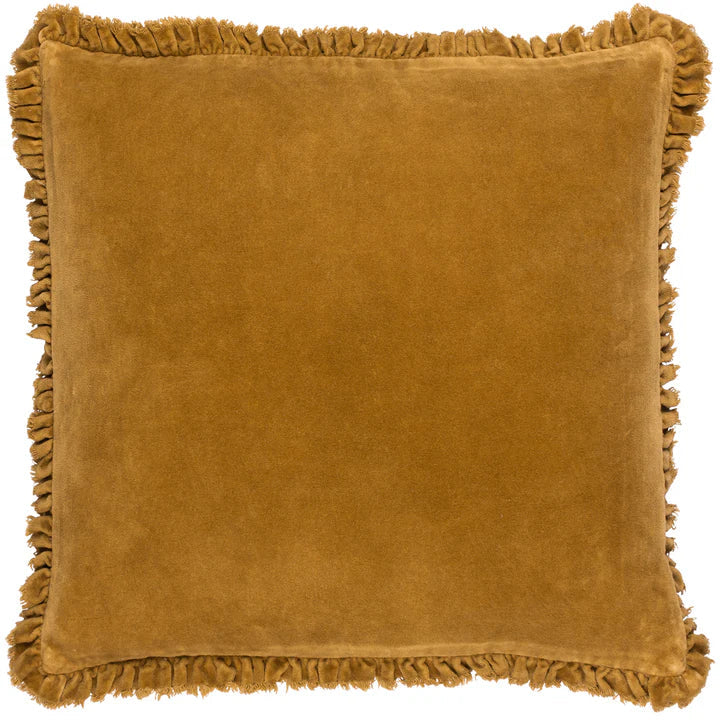 Bertie Washed Cotton Velvet Cushion Cover Saffron