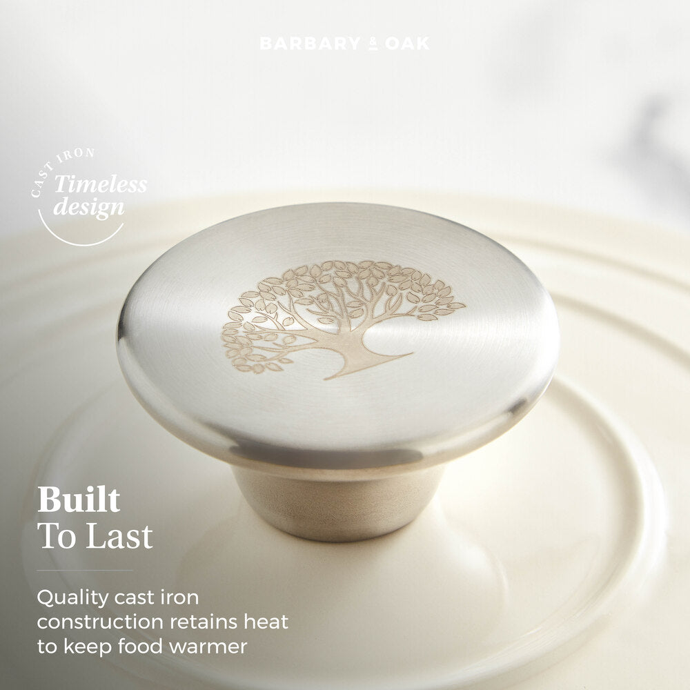 Barbary & Oak Foundry Oval 29cm Cast Iron Casserole Pot - Cream