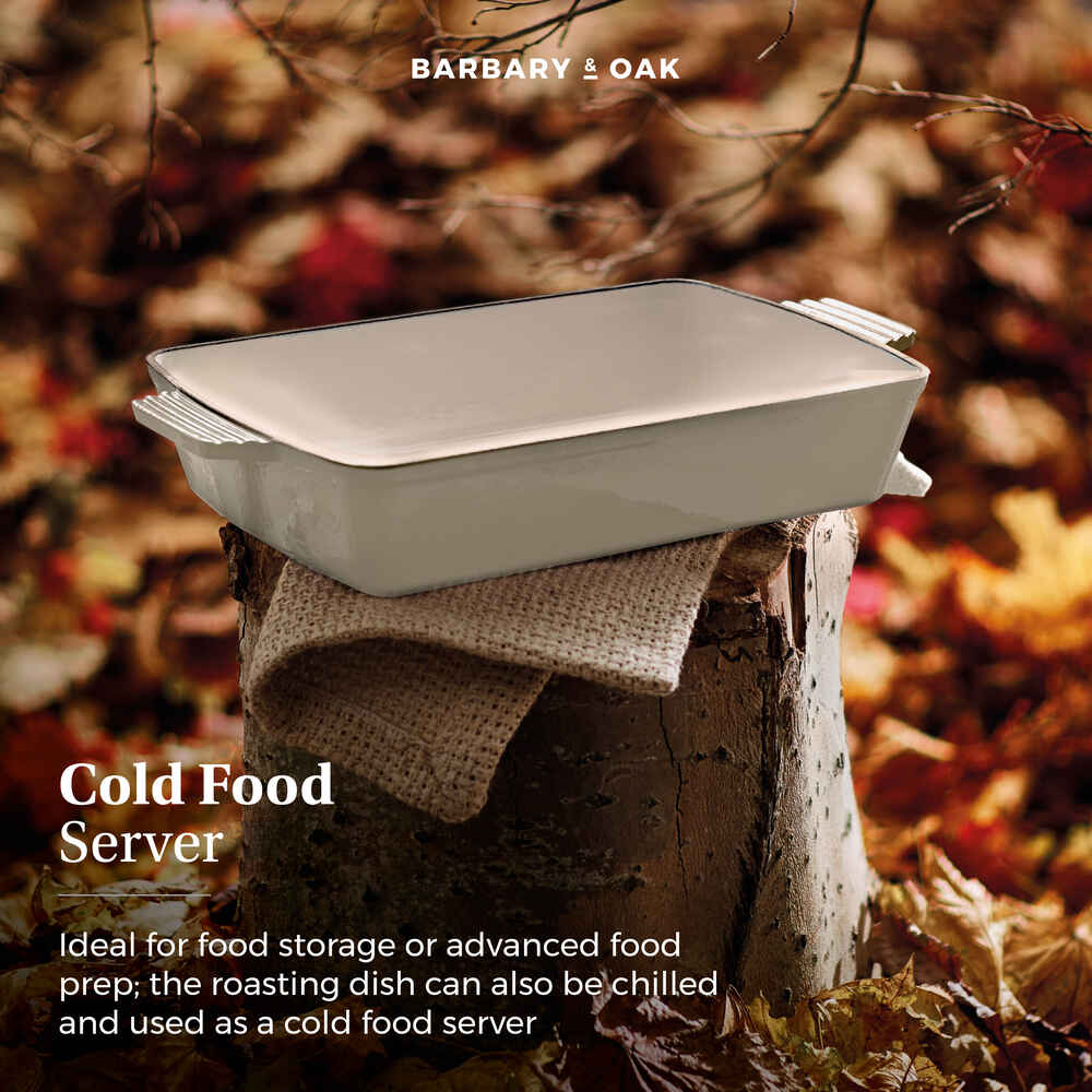 Barbary & Oak Foundry 39cm Cast Iron Roaster - Cream