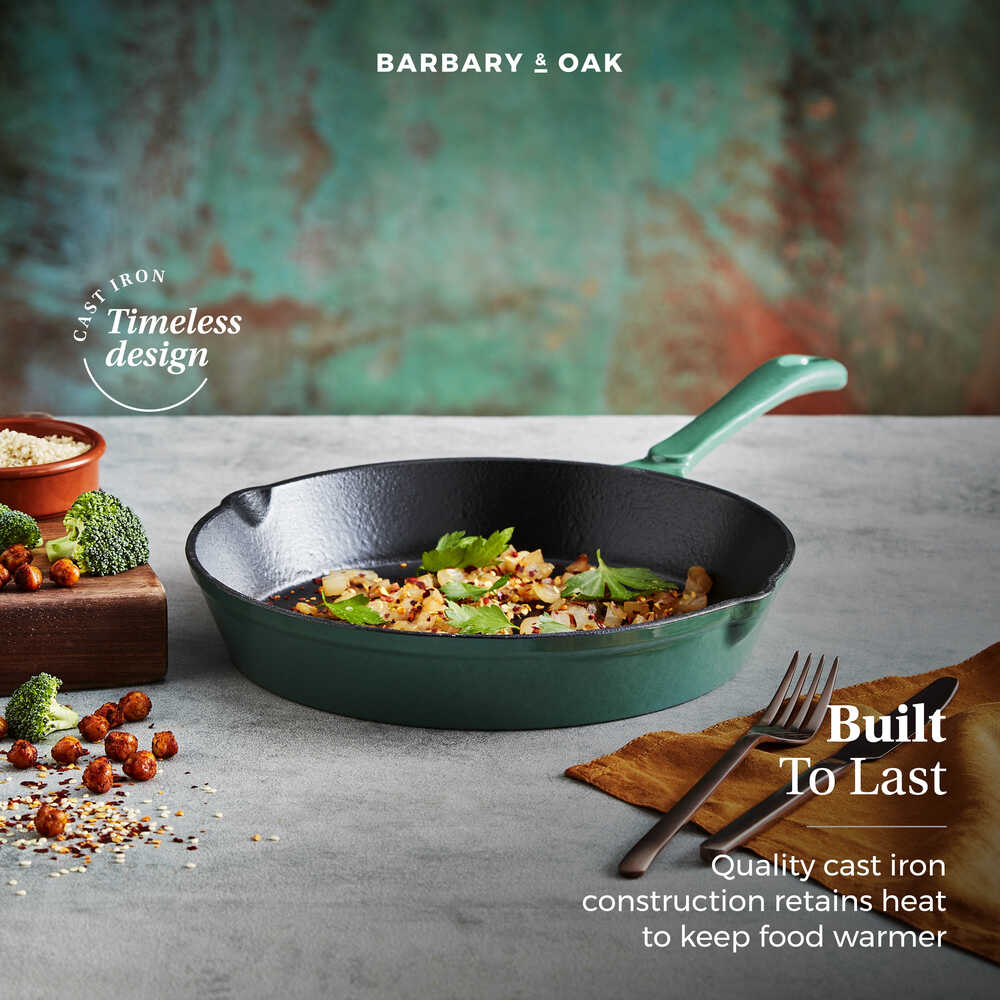 Barbary & Oak Foundry 26cm Cast Iron Fry Pan - Green