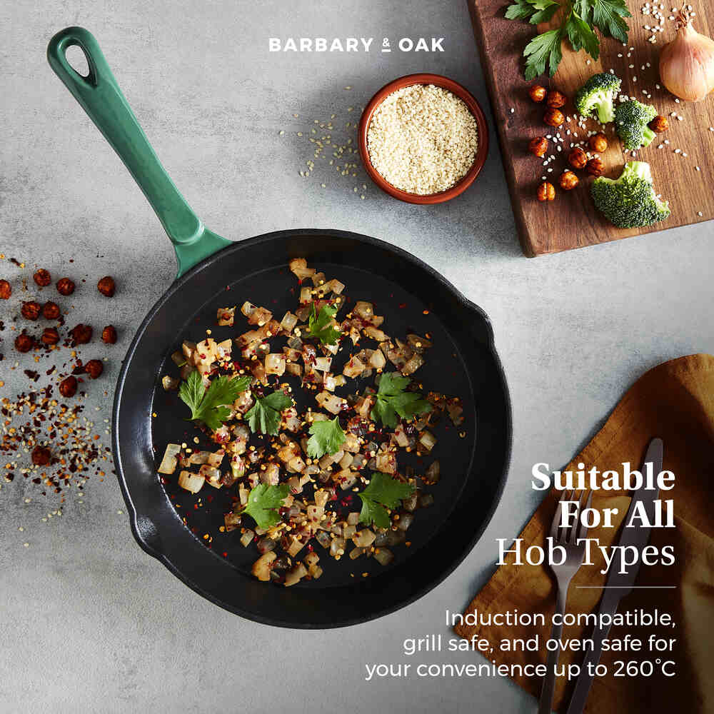 Barbary & Oak Foundry 26cm Cast Iron Fry Pan - Green