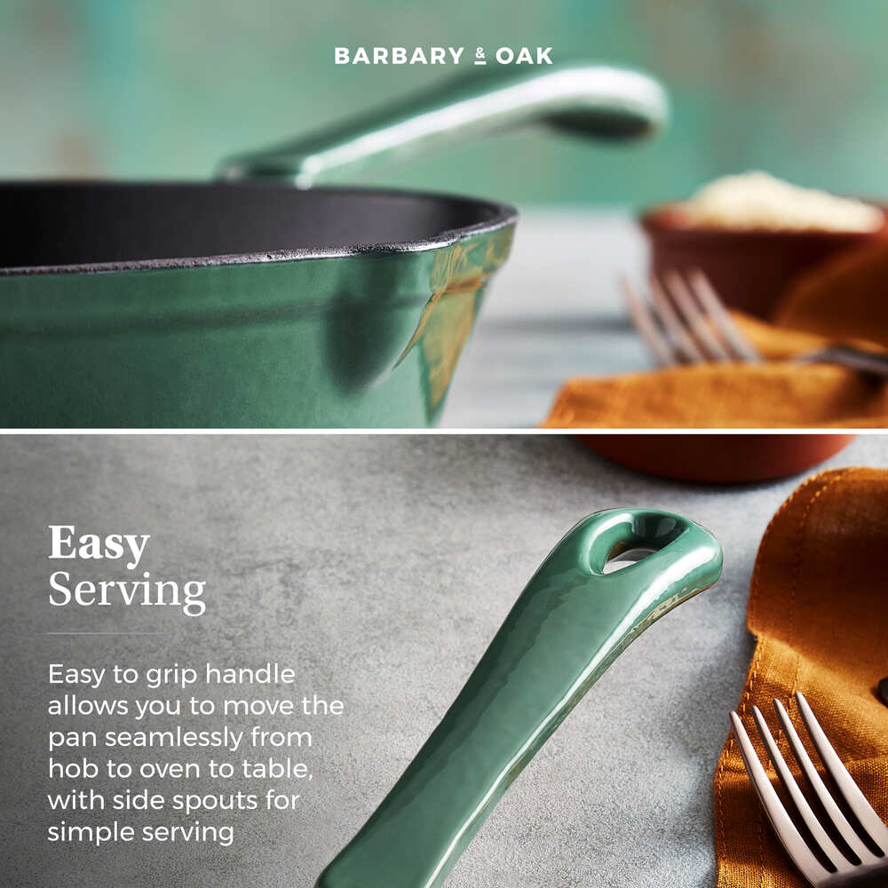 Barbary & Oak Foundry 26cm Cast Iron Fry Pan - Green
