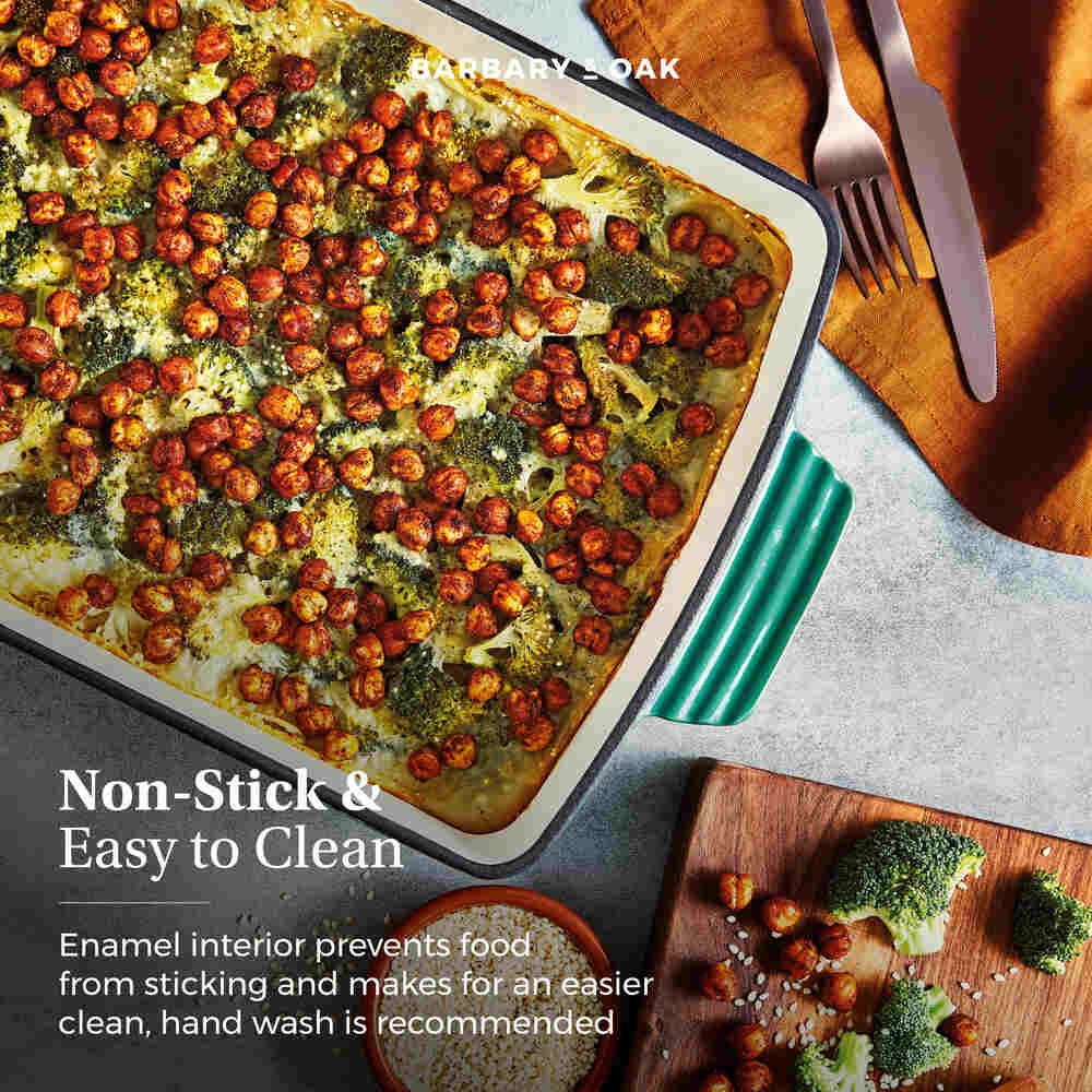 Barbary & Oak Foundry 39cm Cast Iron Roaster - Green