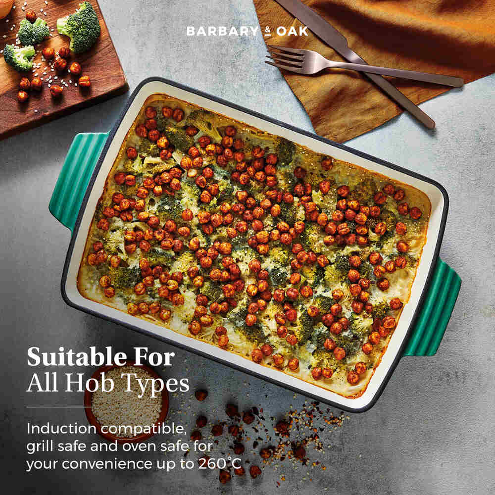 Barbary & Oak Foundry 39cm Cast Iron Roaster - Green