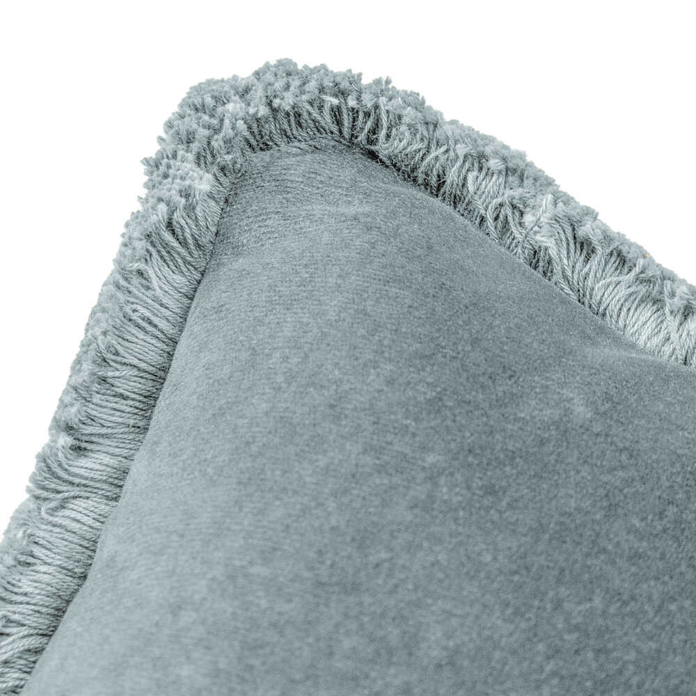 Freya Velvet Fringe Feather Filled Cushion - Duck Egg