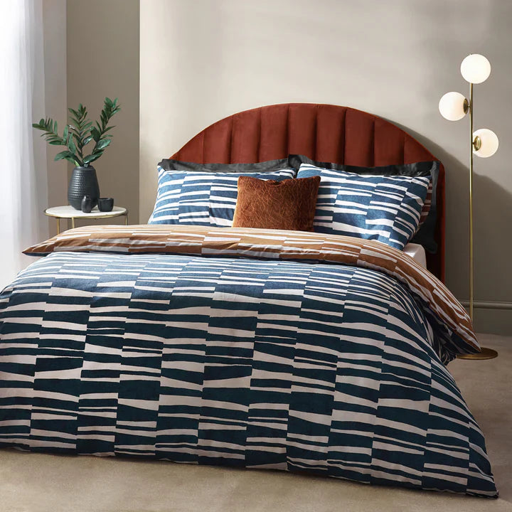 Hoem Piper Abstract Cotton Reversible Duvet Set Dusk King