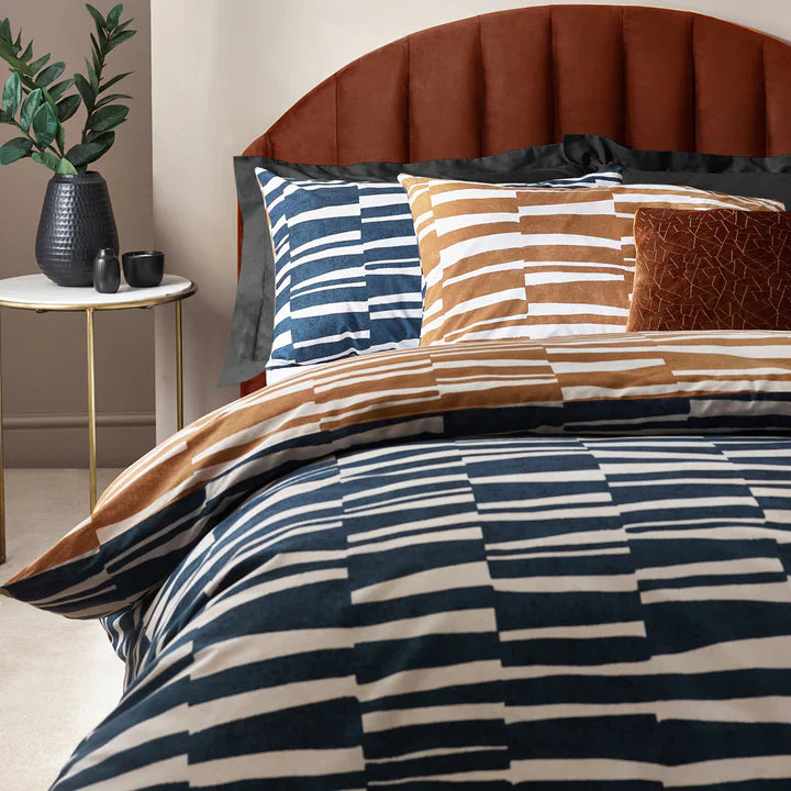 Hoem Piper Abstract Cotton Reversible Duvet Set Dusk King