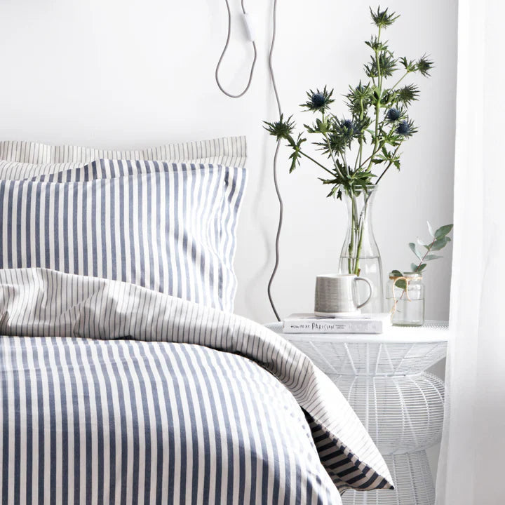Hebden Stripe Navy/Grey Double Duvet Set