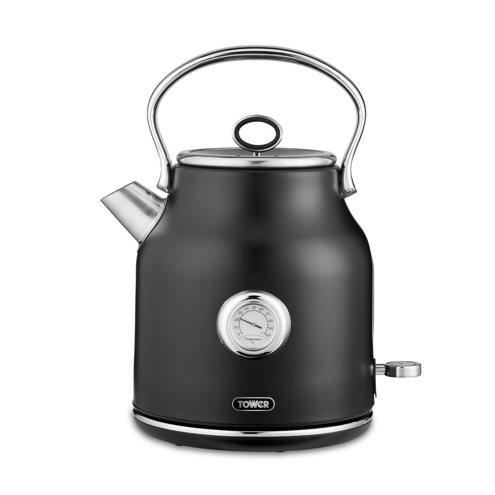 Tower Renaissance Retro Pot 1.7L Kettle - Black