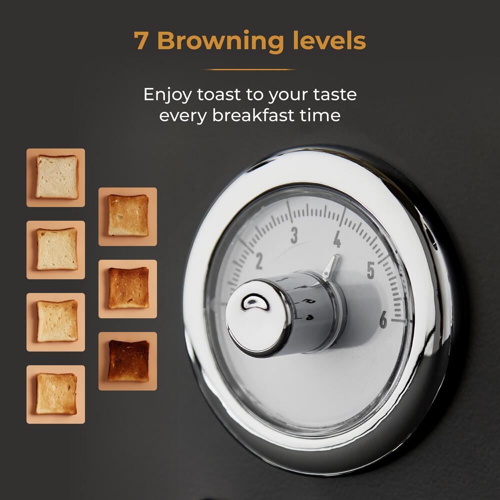 Tower Renaissance Retro 4 Slice Toaster - Black