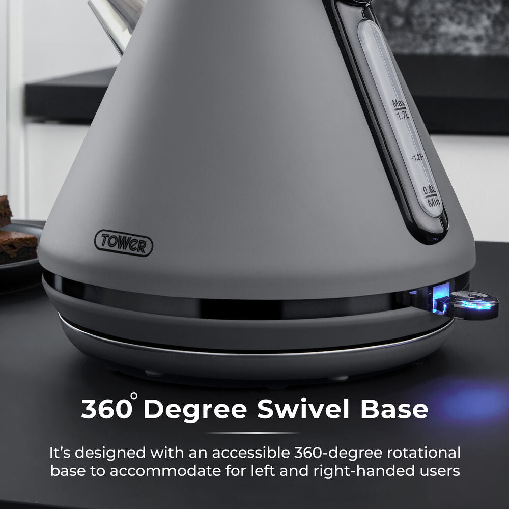 Tower Sera 3Kw Rapid Boil 1.7L Pyramid Kettle - Grey