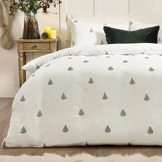 Winter Forest Embroidered Duvet Cover Set Double