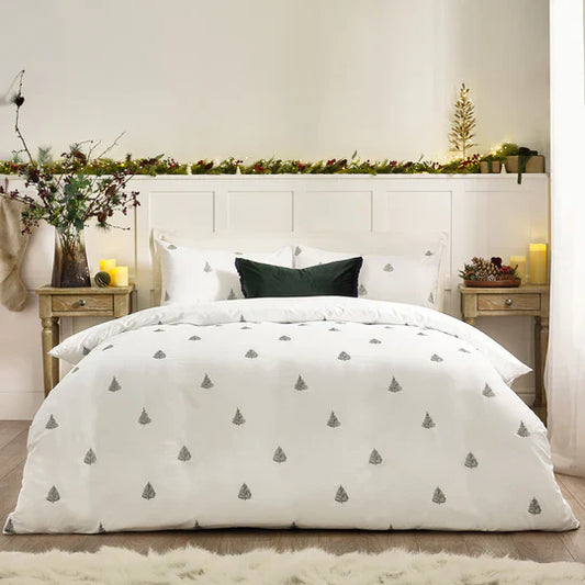 Winter Forest Embroidered Duvet Cover Set Double