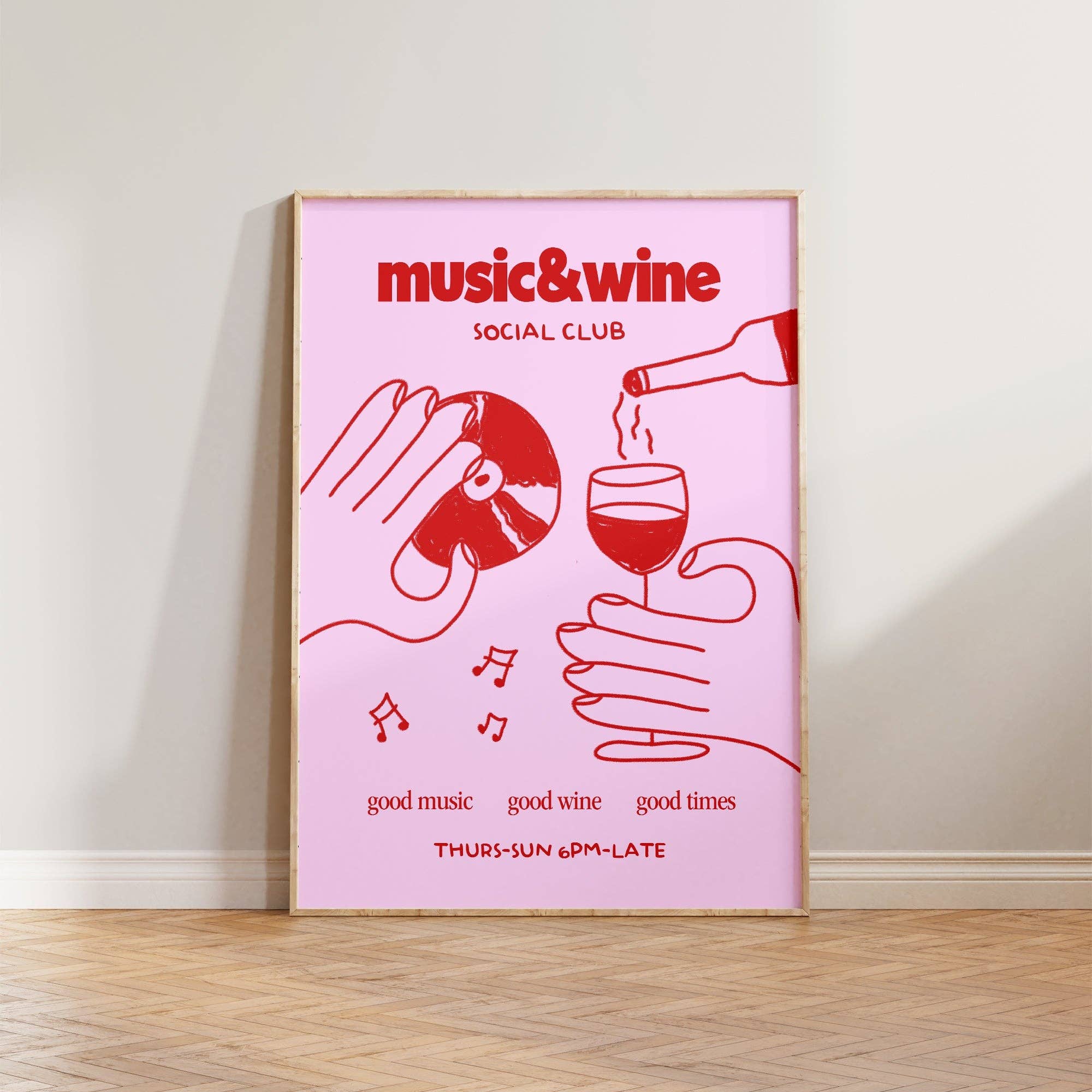 Music & Wine Social Club A3 Print