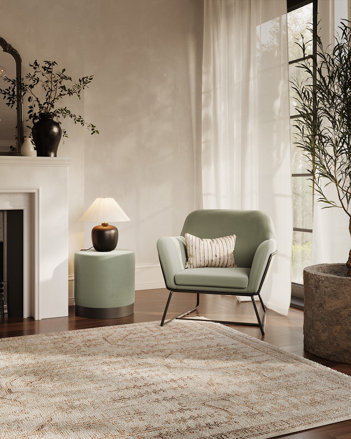 Charles Armchair Sage Velvet