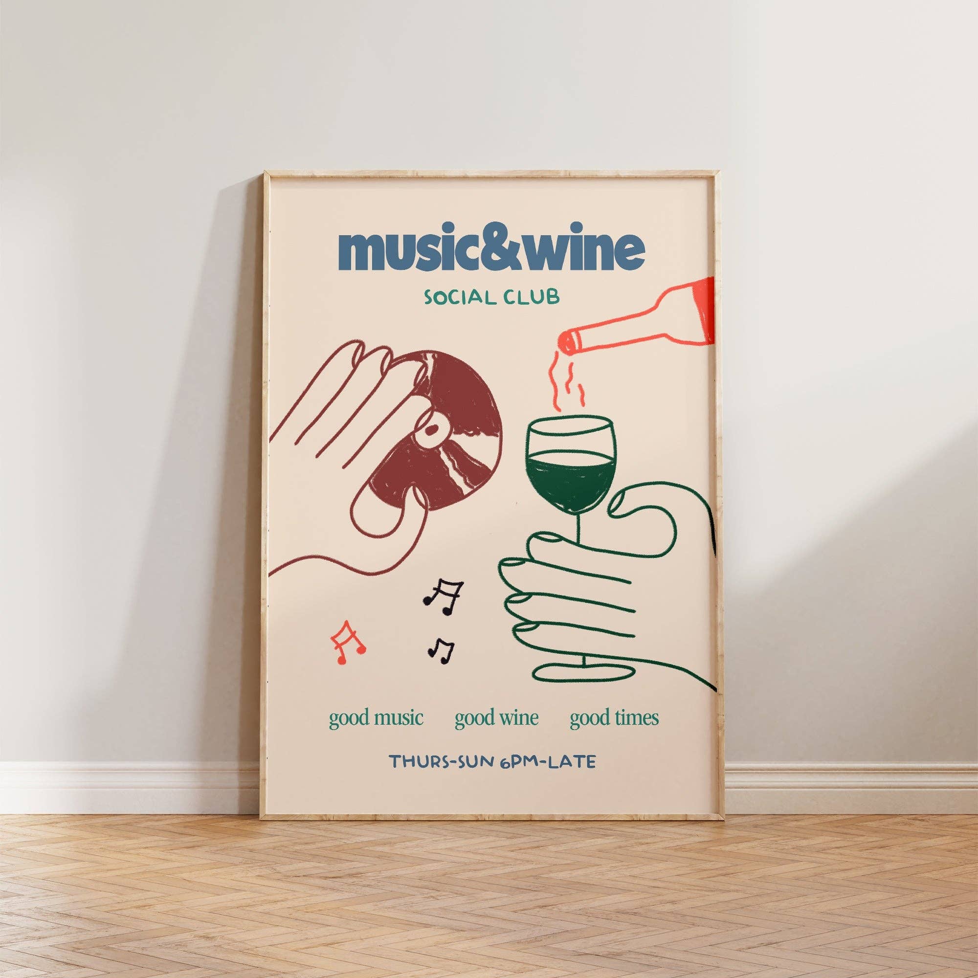 Music & Wine Social Club A3 Print