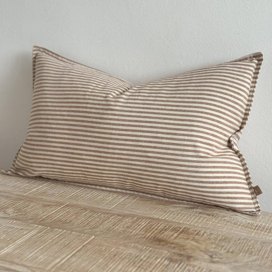 Darcy Cotton Cushion Cover 50x30cm – Brown Stripe