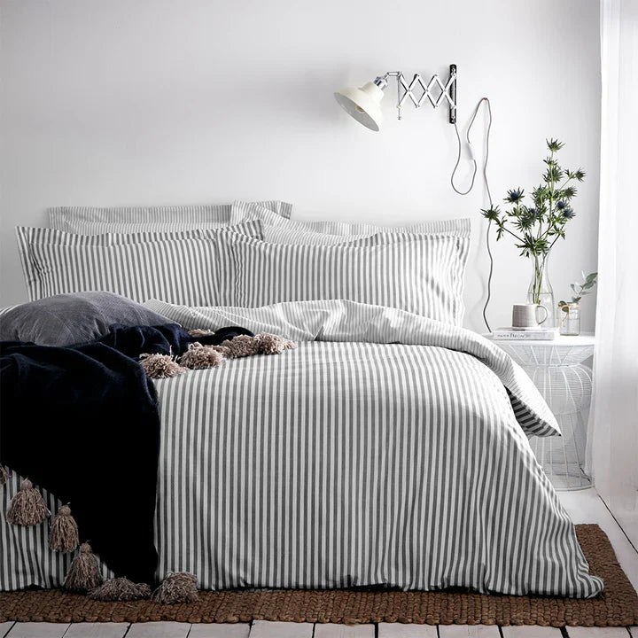 Hebden Stripe Grey Double Duvet Set
