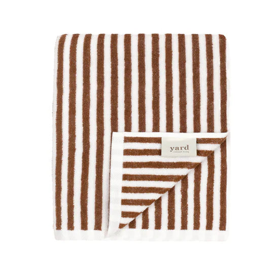 Hebden Striped Cotton Hand Towel Pecan
