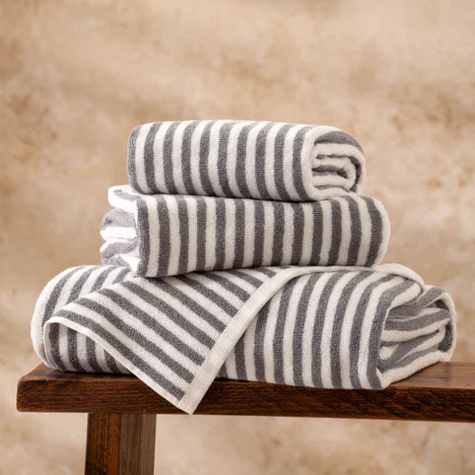 Hebden Striped Cotton Bath Towel Grey