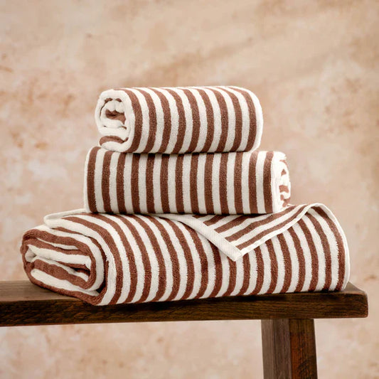 Hebden Striped Cotton Hand Towel Pecan